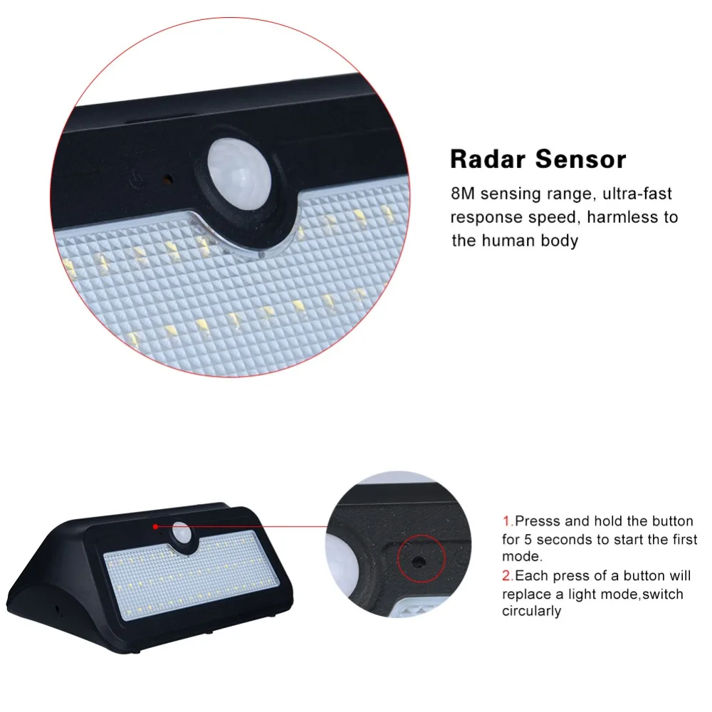 950LM 46 сад светодиодные Солнечный свет наружное освещение лампы ПИР человека Для