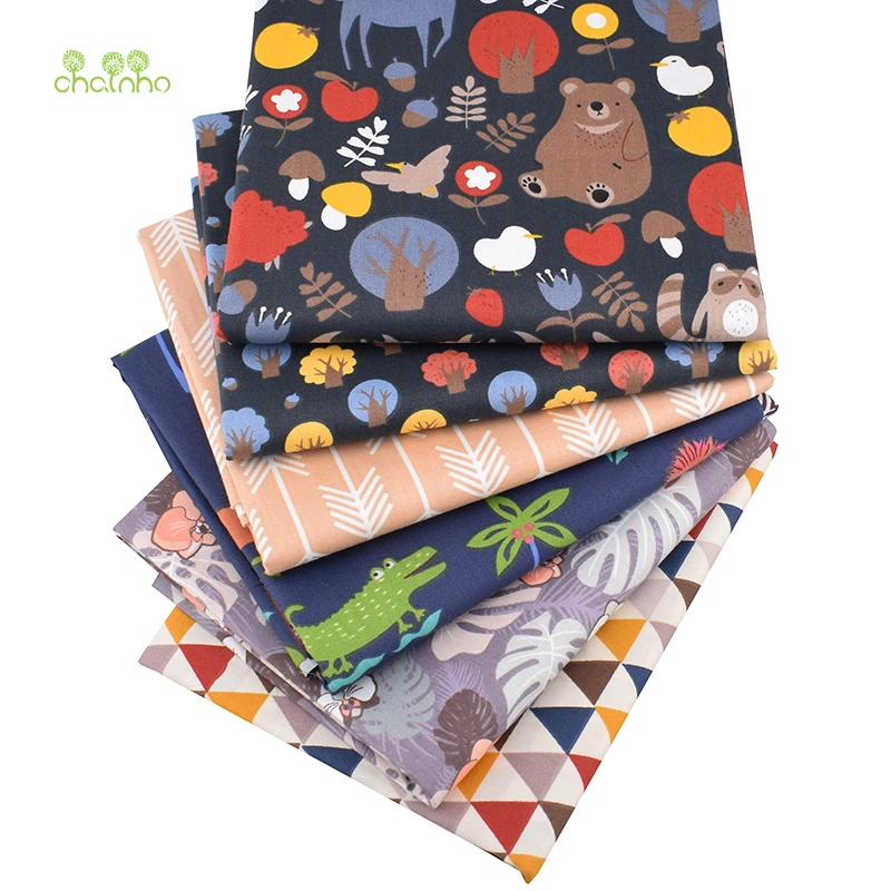 Chainho серия темных цветов саржевая хлопчатобумажная ткань с принтом сделай сам