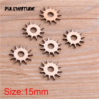 Style 6 PULCHRITUDE 36 шт. необработанные деревянные поделки Шестерня Скрапбукинг DIY для ручной работы домашний декор микс натуральные деревянные украшения - Окраска металла: Style 6