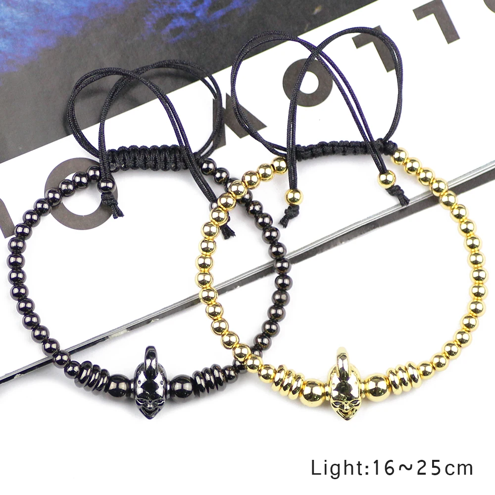 BTFBES bracelet men Cartoon Head &amp Coin Spacer beads gold charm bracelets bangles Braiding Macrame Bracelet Women Men jewelry | Украшения