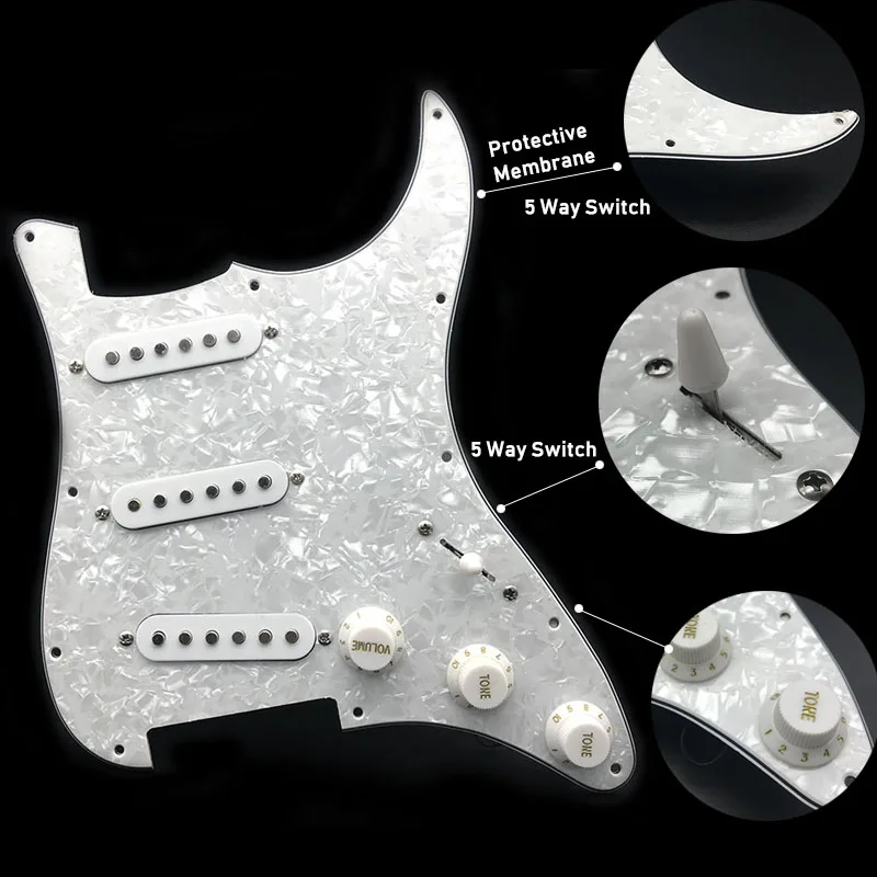 Одна катушка Alnico электрогитара Pickguard звукосниматели AlnicoLoaded Prewired 11 отверстий SSS красный/белый жемчуг белый аксессуары для гитары
