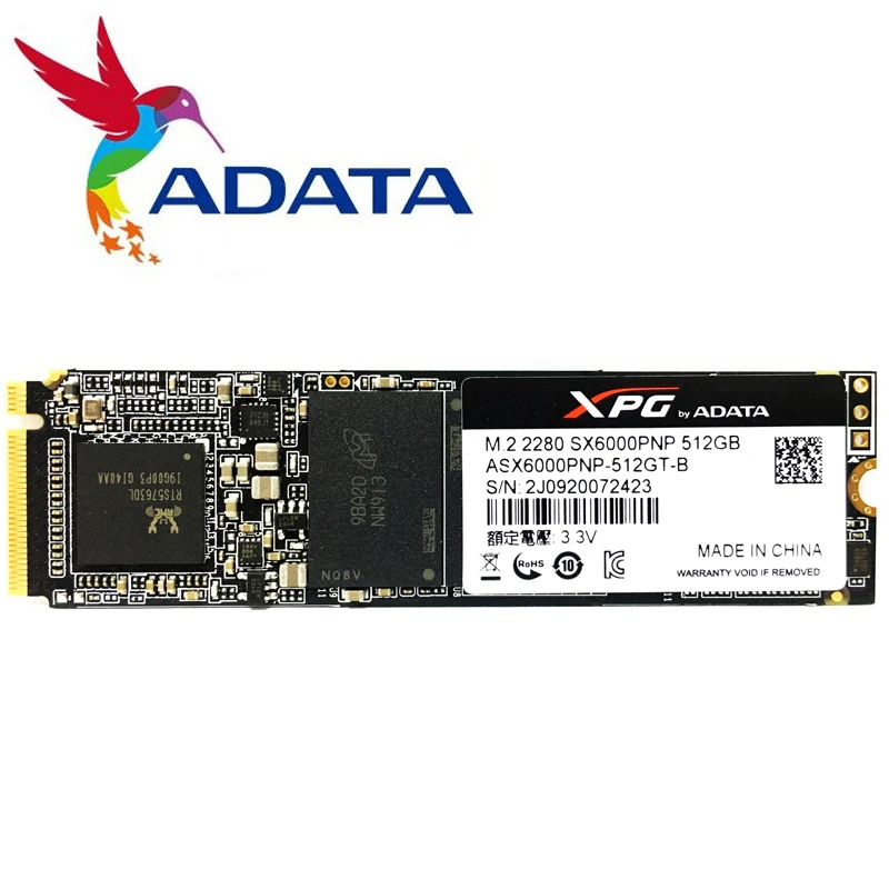 ADATA XPG SX6000 256 ГБ 512 Гб PCIe Gen3x4 M.2 2280 для настольного компьютера внутренний жесткий