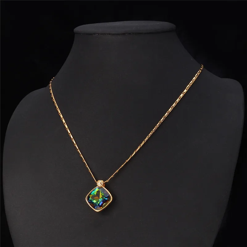U7 Кристал Кулон Ожерелье Мода Ювелирные Украшения Подарок Подвеска Камень С