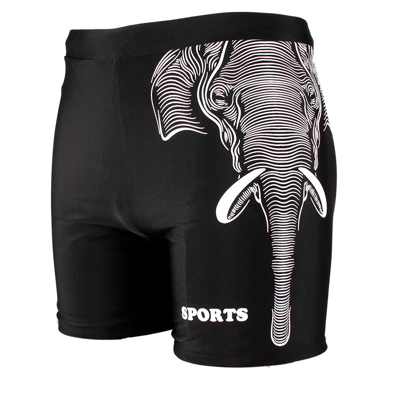 Мужские плавки с принтом слона одежда для плавания шорты купальный костюм черный