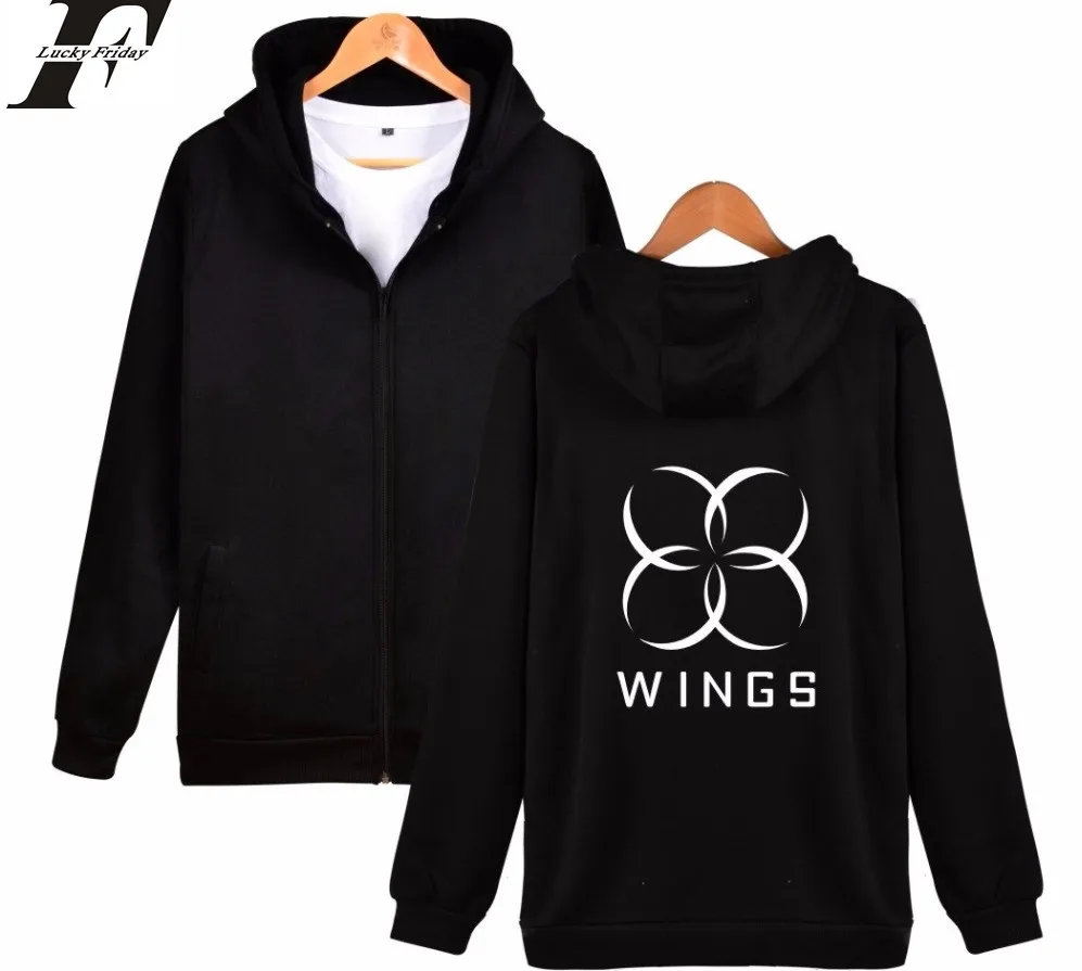 LUCKYFRIDAYF BTS Bangtan мальчики осень зима Zip up толстовки БЦ крылья с принтом букв хип хоп