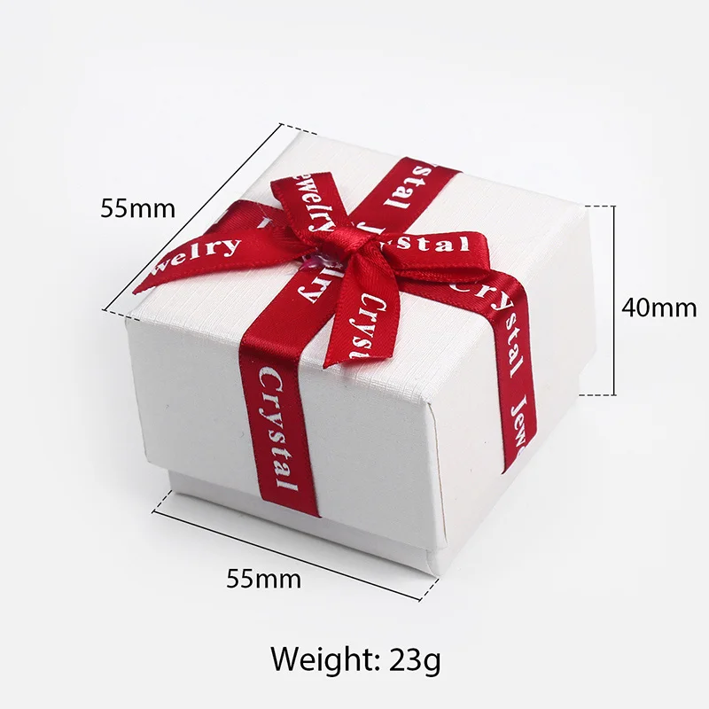 BOX4 1 шт., квадратная коробка для ювелирных изделий, колье, браслет, серьги, кольцо, красный бант, органайзер для ювелирных изделий, дисплей, Подарочная коробка, бумажная белая коробка, коробка m02 - Цвет: BOX4