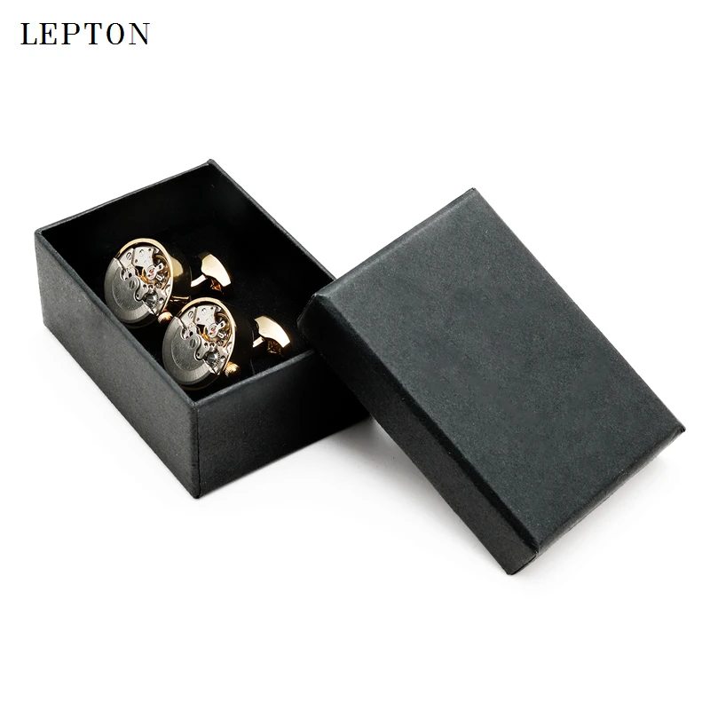 Высокое качество функциональные часы механизм запонки бренд лептон нержавеющая