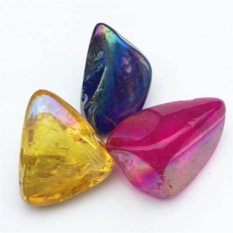 3 шт. аура хрустальные камни Ангел Аура титановый Кварцевый Кристалл Потрясающие