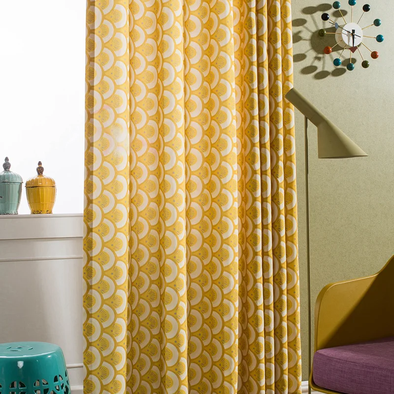 Coqueena™ Рыбья Чешуя Готовые шторы для спани Хлопок и полотно cмешивание|window curtain for