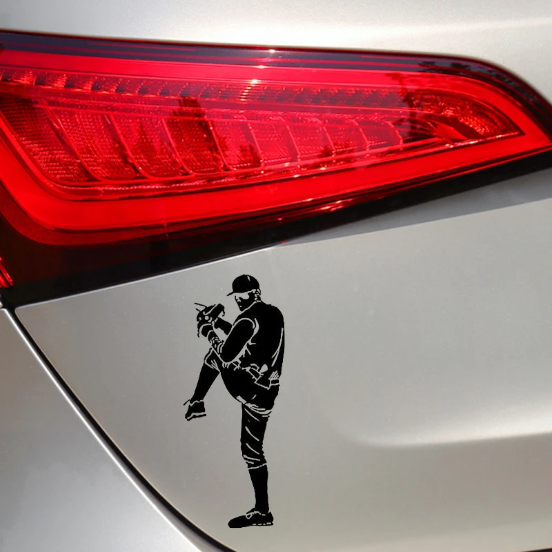 

QYPF 5.5cm*14cm Personality Baseball Game Funny Car Window Stickers Black Silver S2-0597