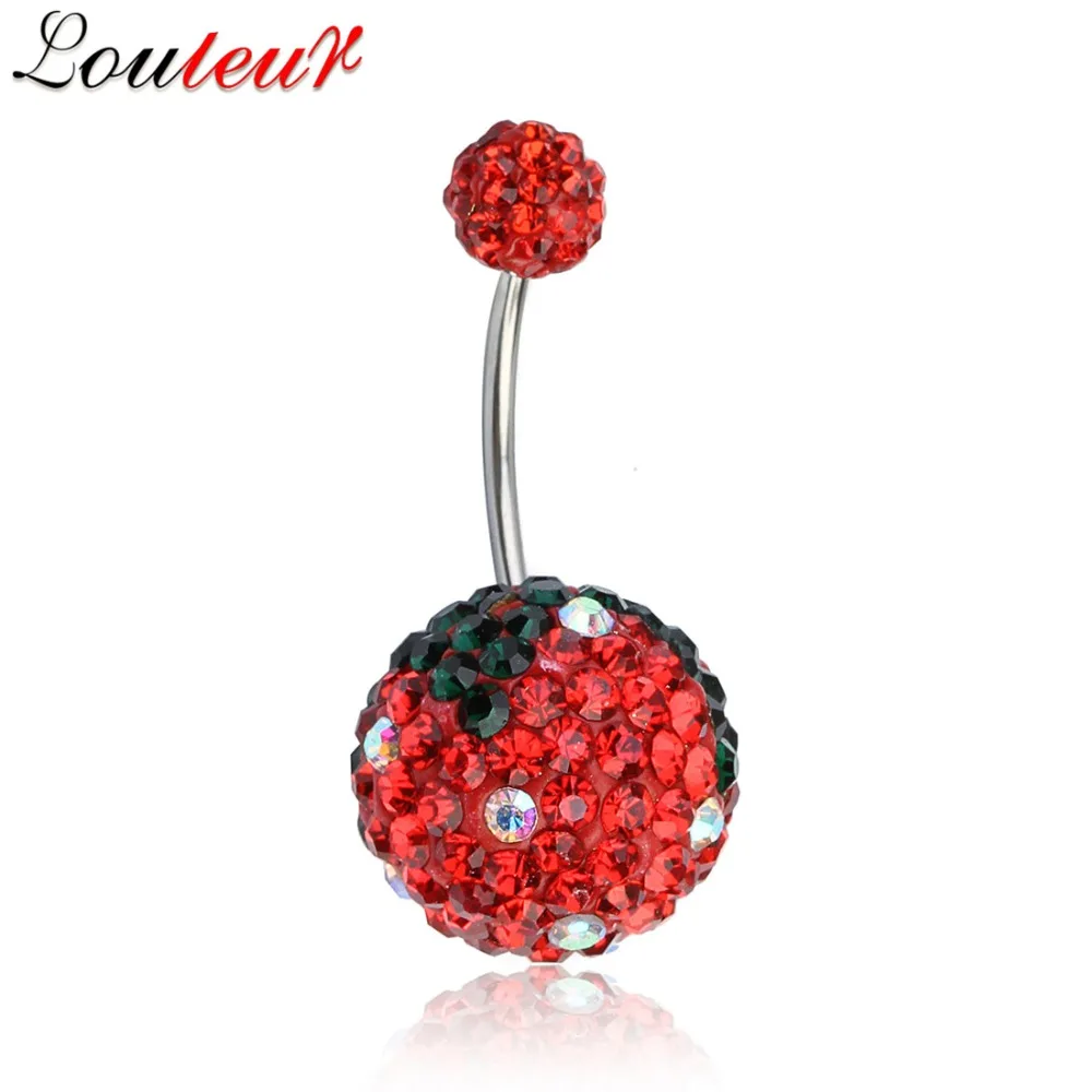 LOULEUR 2017 New Crystal Rhinestone Belly Button Rings Navel Piercing Jewelry Stainless Steel Labret Body |