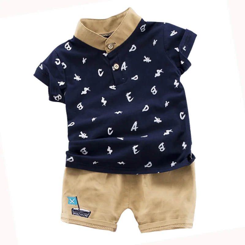 Children Clothing Set Baby Boys Casual Outfits Suit Letter Print Tops Shirt+Shorts Pants Kids Clothes 0-4T |