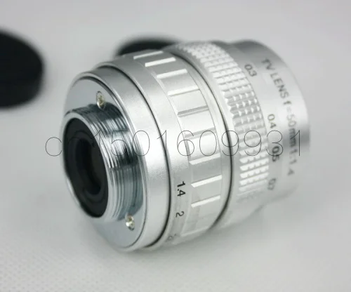 Серебристый 50 мм f1.4 CC TV Lens C mount для GF3 GF2 GF1 G3 GH1 GH2 EP1 EP2 EPL1 EPL2 | Электроника