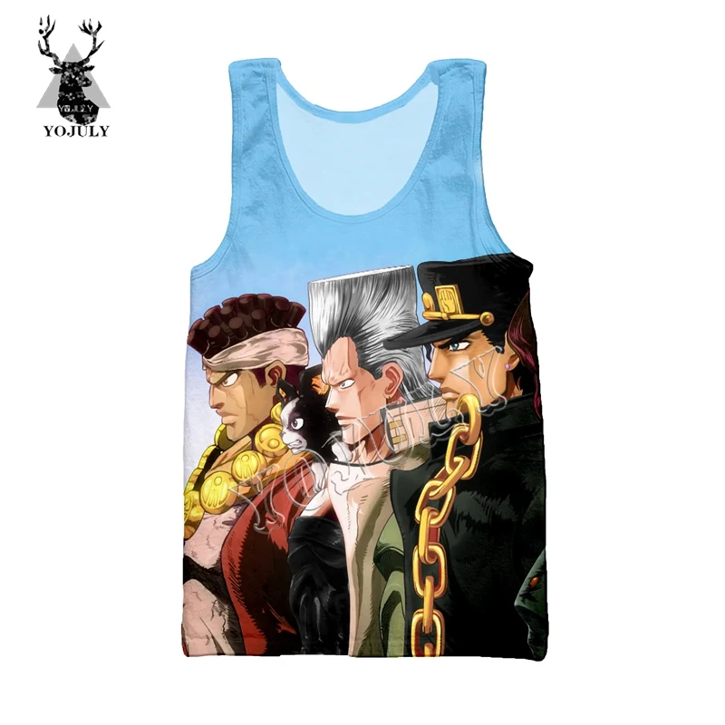 13 YOJULY JoJo невероятное приключение 3D жилет с принтом летние унисекс Топы с принтами из аниме для Для мужчин/Для женщин модные Повседневное уличная рубашка без рукавов VE21 - Цвет: 13