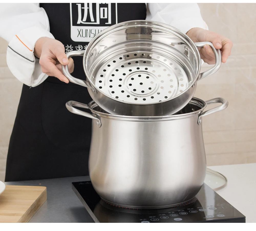 Стоковые горшки, суповые горшки, пароварка, кухонная посуда, 304 нержавеющая сталь, кастрюля, кухонная, многофункциональная, без испарений, стоковые горшки, взрывозащищенные