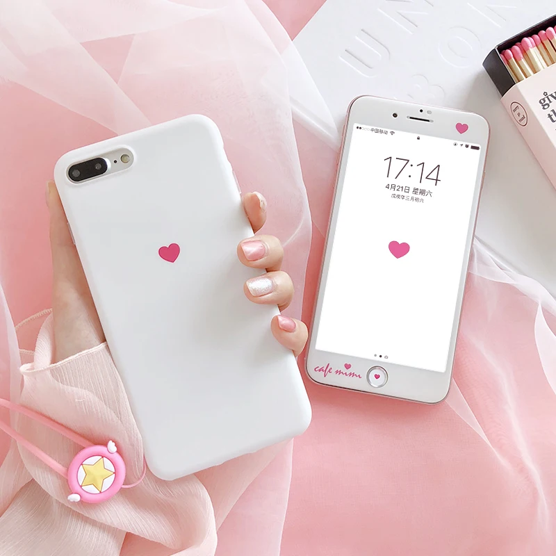 Простая любовь чехол для iPhone 8/7 + Закаленное стекло пленка X 7 8/6 6s plus белый телефона