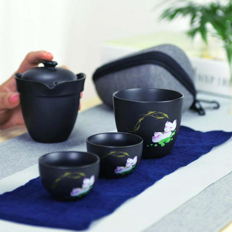 Один чайник две чашки дорожная чашка кунг фу портативный маленький пакет простой