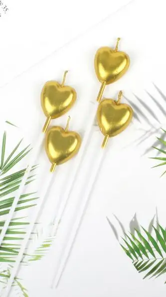 golden heart 4 шт./компл. звезды сердца 4 цвета свечи День рождения Baby Shower детский праздничный костюм свечи для торта вечерние форма для выпечки тортов DIY украшения - Цвет: golden heart