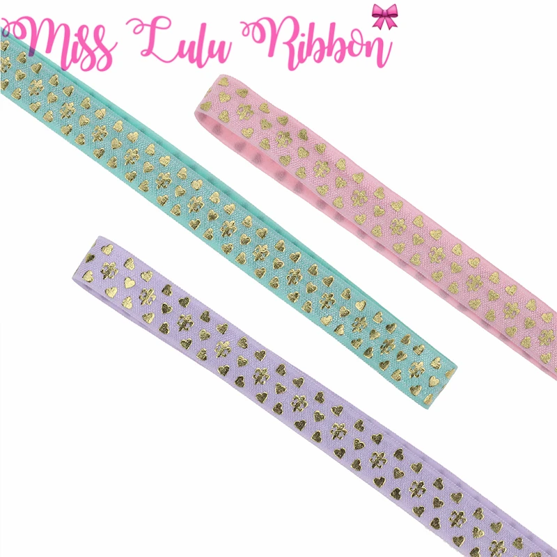 50 ярдов/лот Любовь Сердце Лодка Якорь Золотая фольга печатная эластичная лента DIY