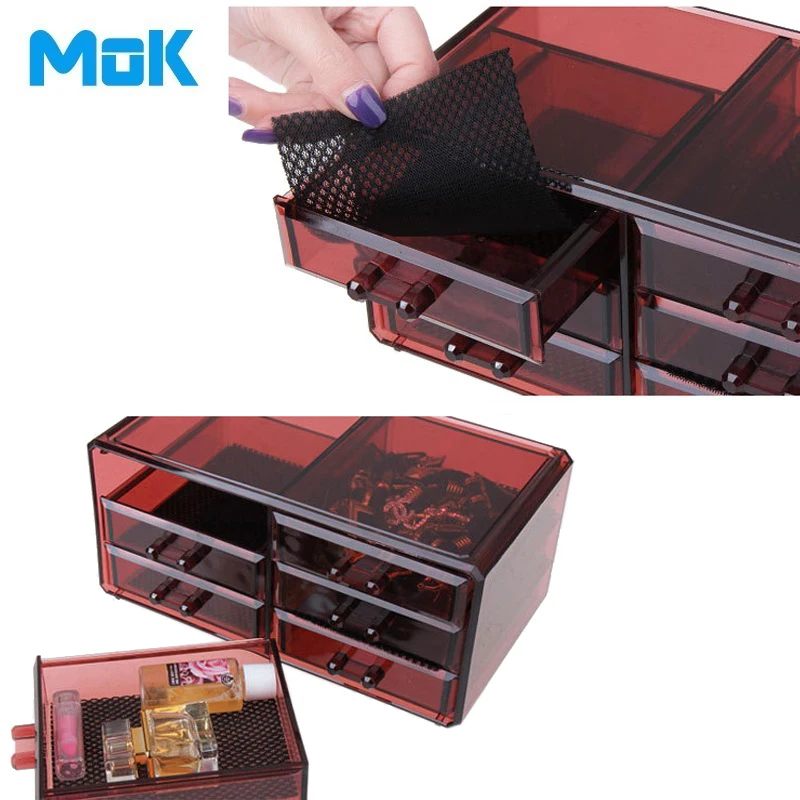 3-layer 6-Drawers Divider Rectangle Crystal Multifunctional Storage Box Makeup Organizer Plastic Rangement Maquillage 1 Set | Дом и сад