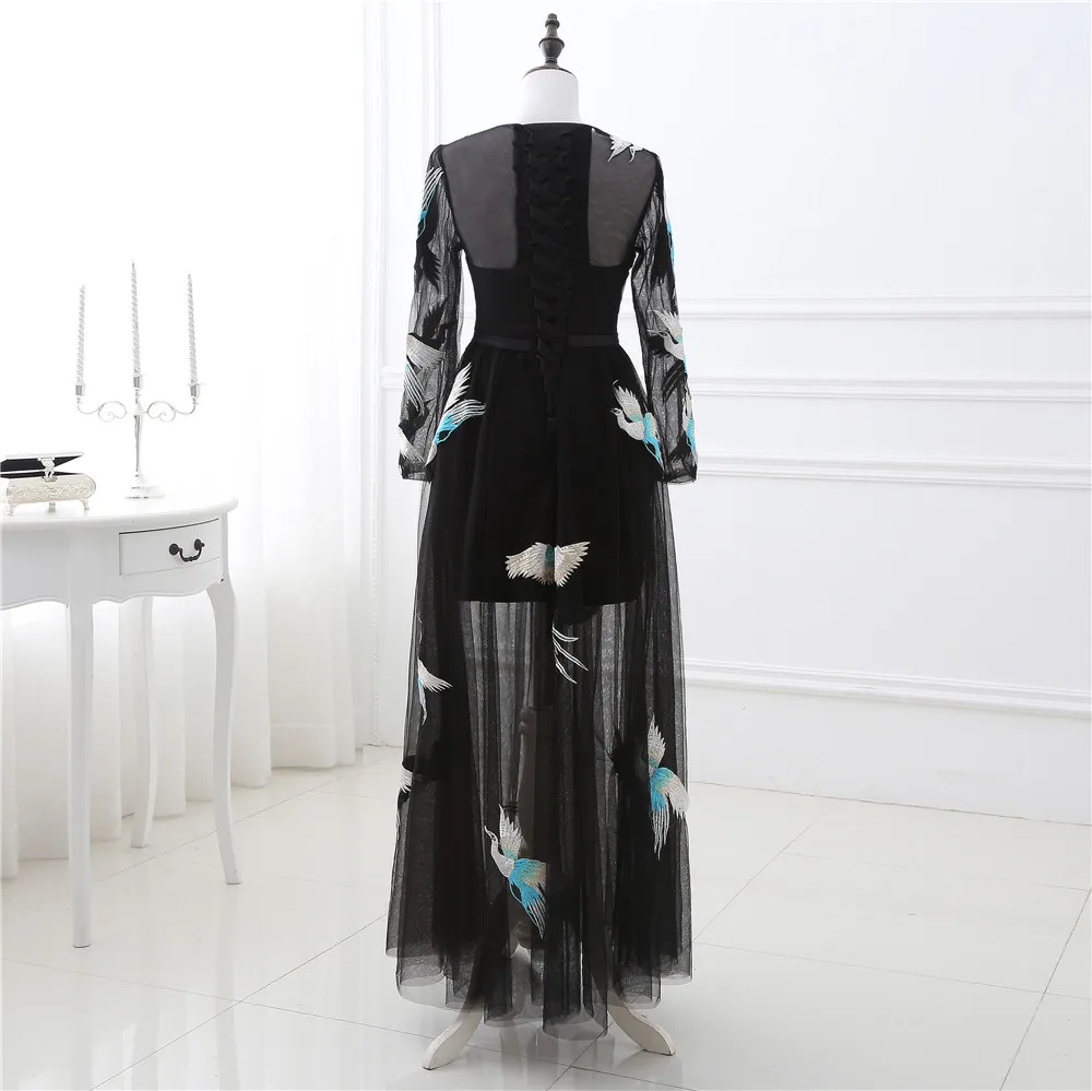 Новинка 2019 года Иллюзия подружки невесты платья для женщин Тюль Вышивка Дешевые