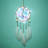 ins girl heart butterfly dance glass dream catcher feather pendant wind chime home decoration