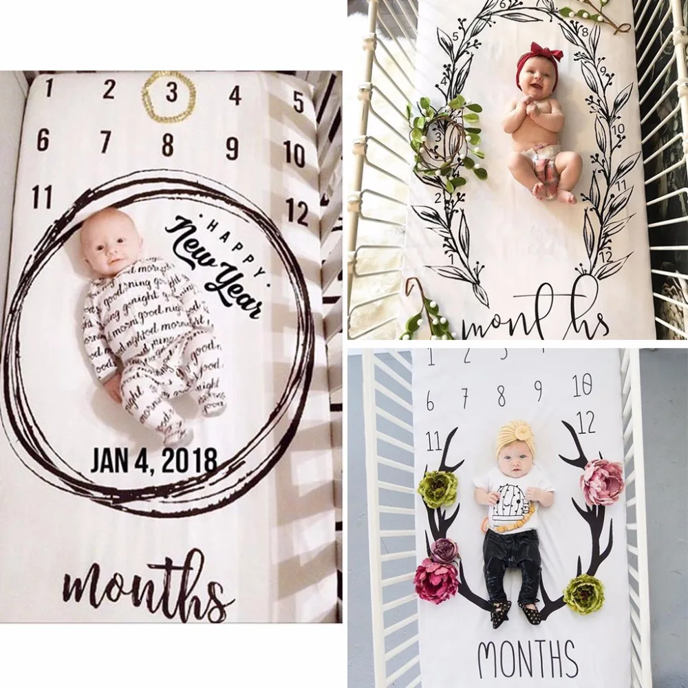 

Baby Bed Sheet Newborn Photography Props Monthly Growth Background Blankets