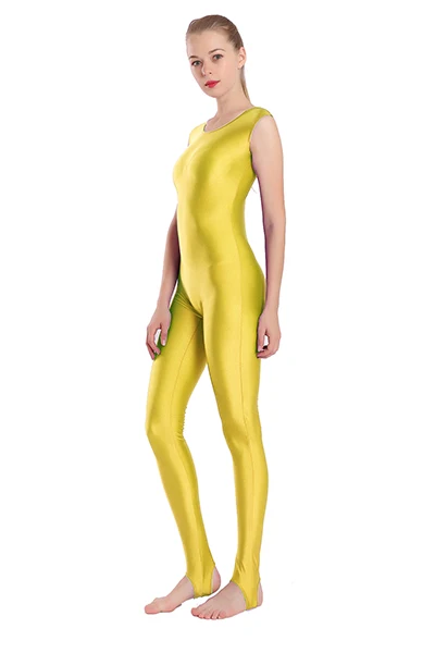 Цвет: желтый AOYLISEY женский черный танк Unitard с StirrupLycra комбинезон из спандекса для женщин балетная танцевальная одежда боди костюм для тренировки - Цвет: Цвет: желтый