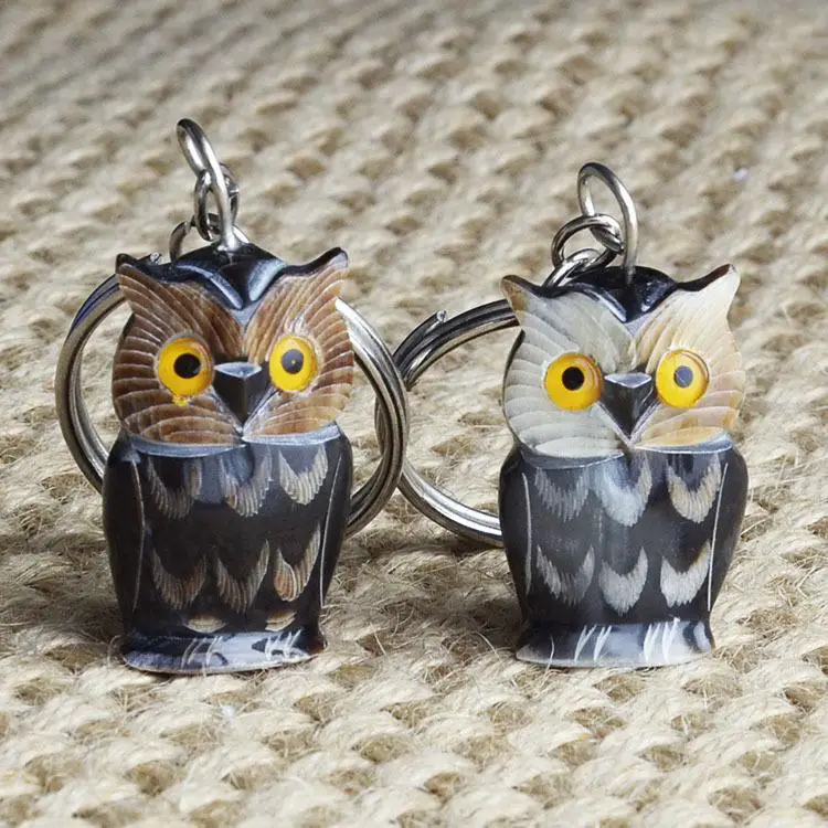 Изысканная резная расческа-брелок с совой брелок рыба - Цвет: owl