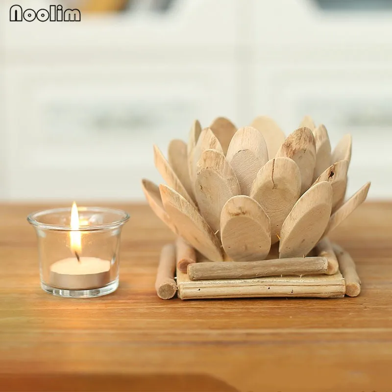 Деревянный подсвечник в форме лотоса ручной работы|lotus candle holder|candlestick weddinghome decor |