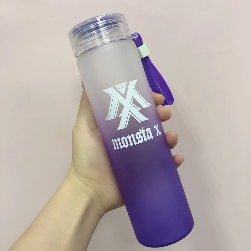 Kpop MONSTA X летняя градиентная матовая стеклянная бутылка свежесть письмо лимон чашка стеклянные бутылки