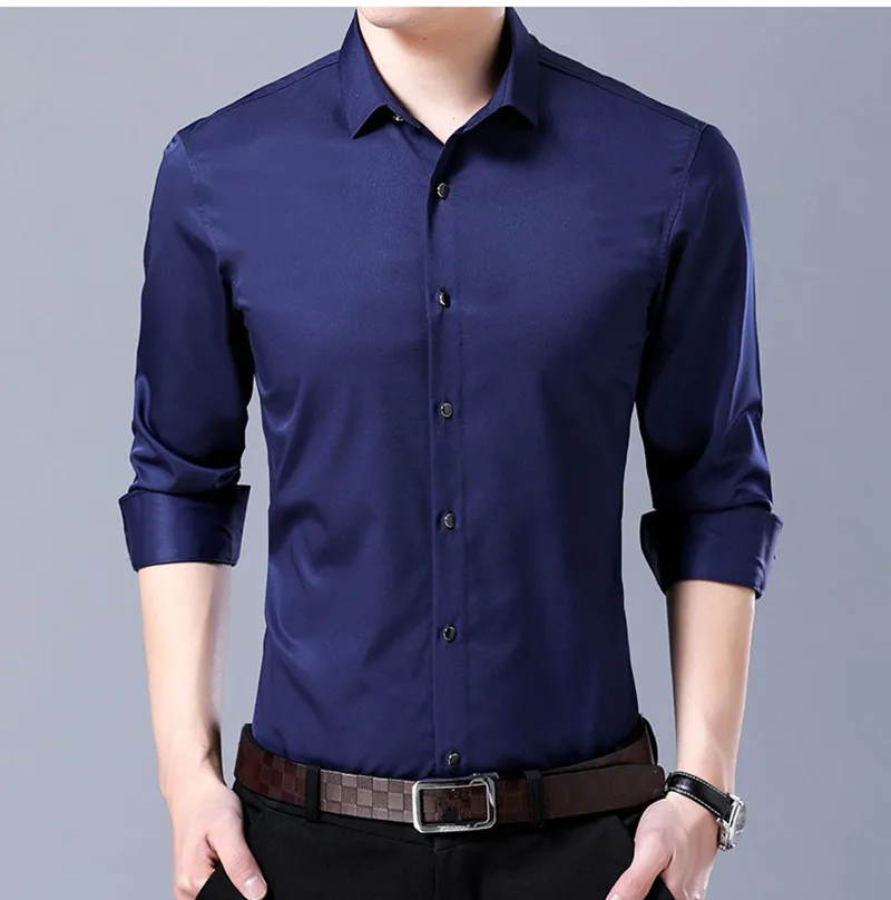 2018 Autumn New style business shirts men casual fashion Pure color long sleeved men's high quality shirt | Мужская одежда