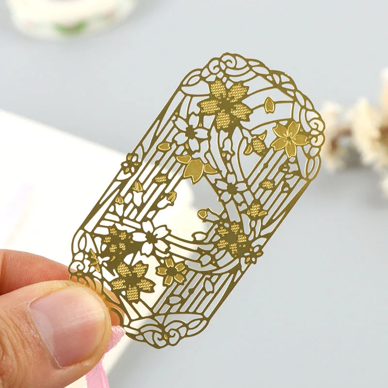 Creative Cherry Blossoms Hollow Metal Bookmark Cute Golden Bookmarks Paper Clip For Kids Gift Office School Supplies Papeterie | Канцтовары