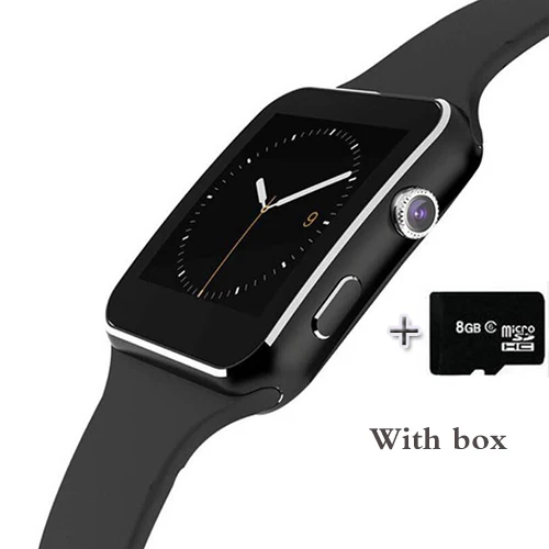 Новые X6 Смарт-часы с камерой сенсорный экран Поддержка SIM TF карта Bluetooth мужские умные часы для iPhone Xiaomi Android телефон - Цвет: Black 8G card