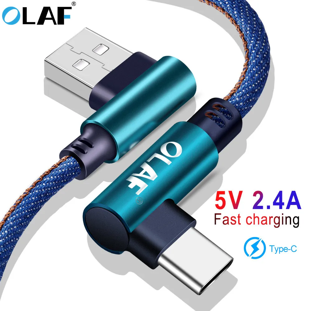 Олаф usb type C кабель 90 градусов локоть для samsung Galaxy S9 S8 Plus USB зарядное устройство кабель для Xiaomi redmi note 7 Oneplus 6t USB C