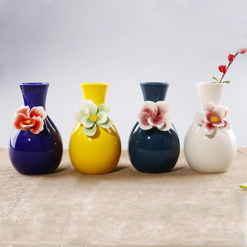 Керамическая маленькая ваза для цветов Резные узоры Настольная Ваза гостиной
