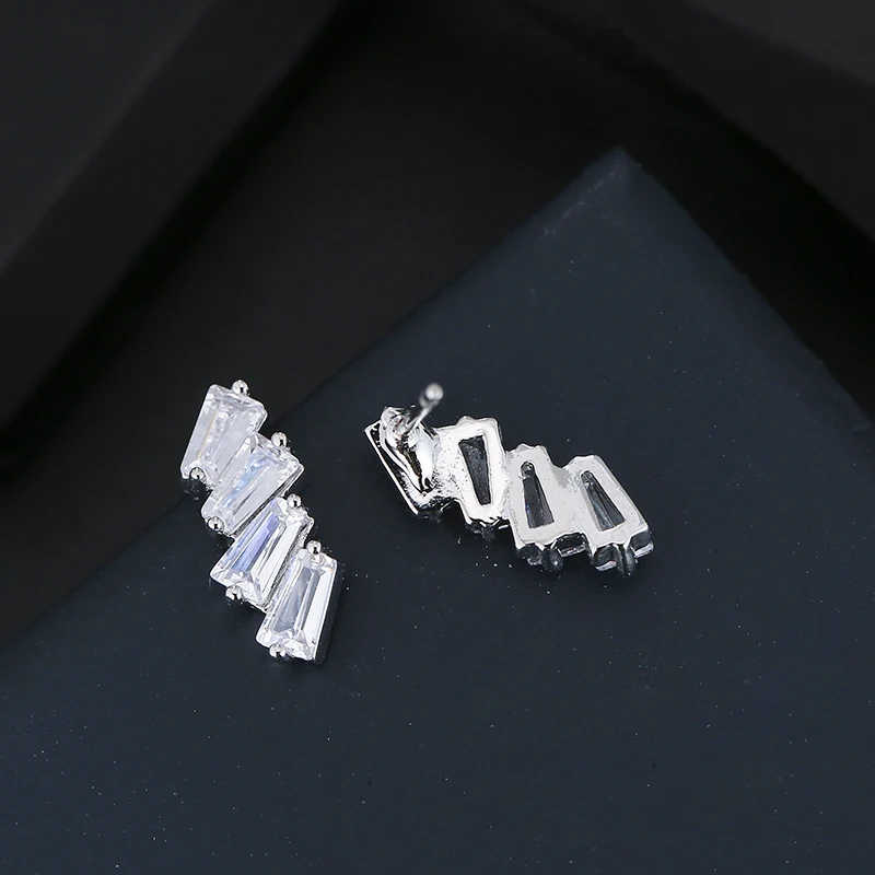 Квадратные серьги из циркона женские серьги-гвоздики золотистого/серебристого