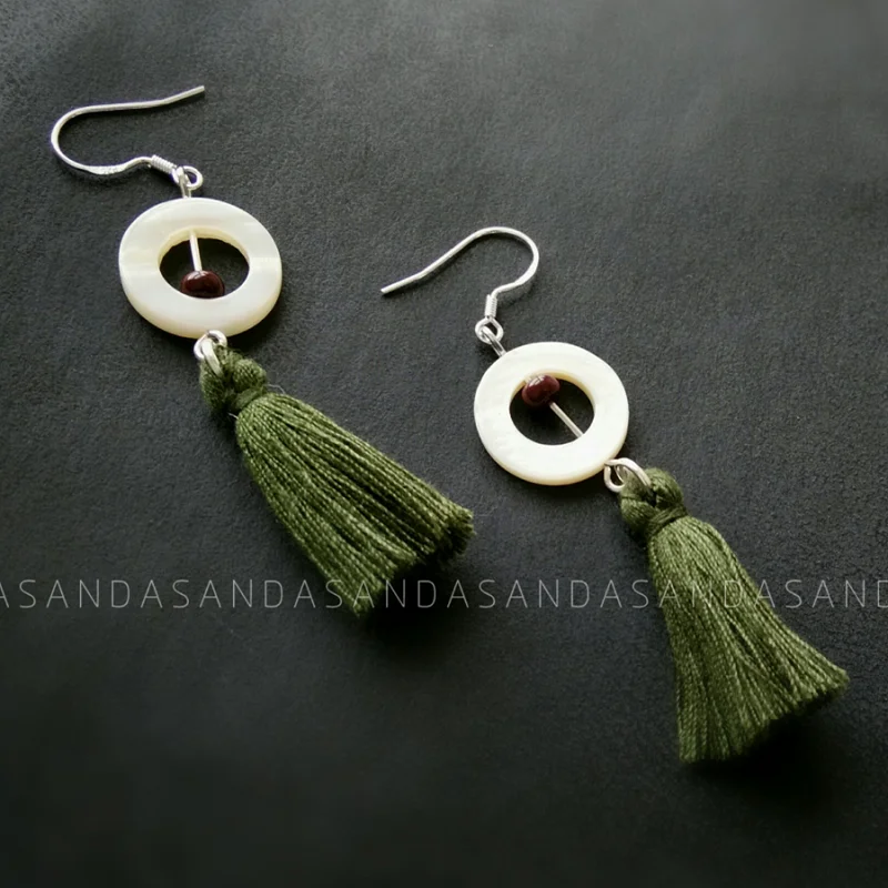 Аутентичные 925 пробы Серебряные ювелирные изделия зеленый Ленточки серьги для