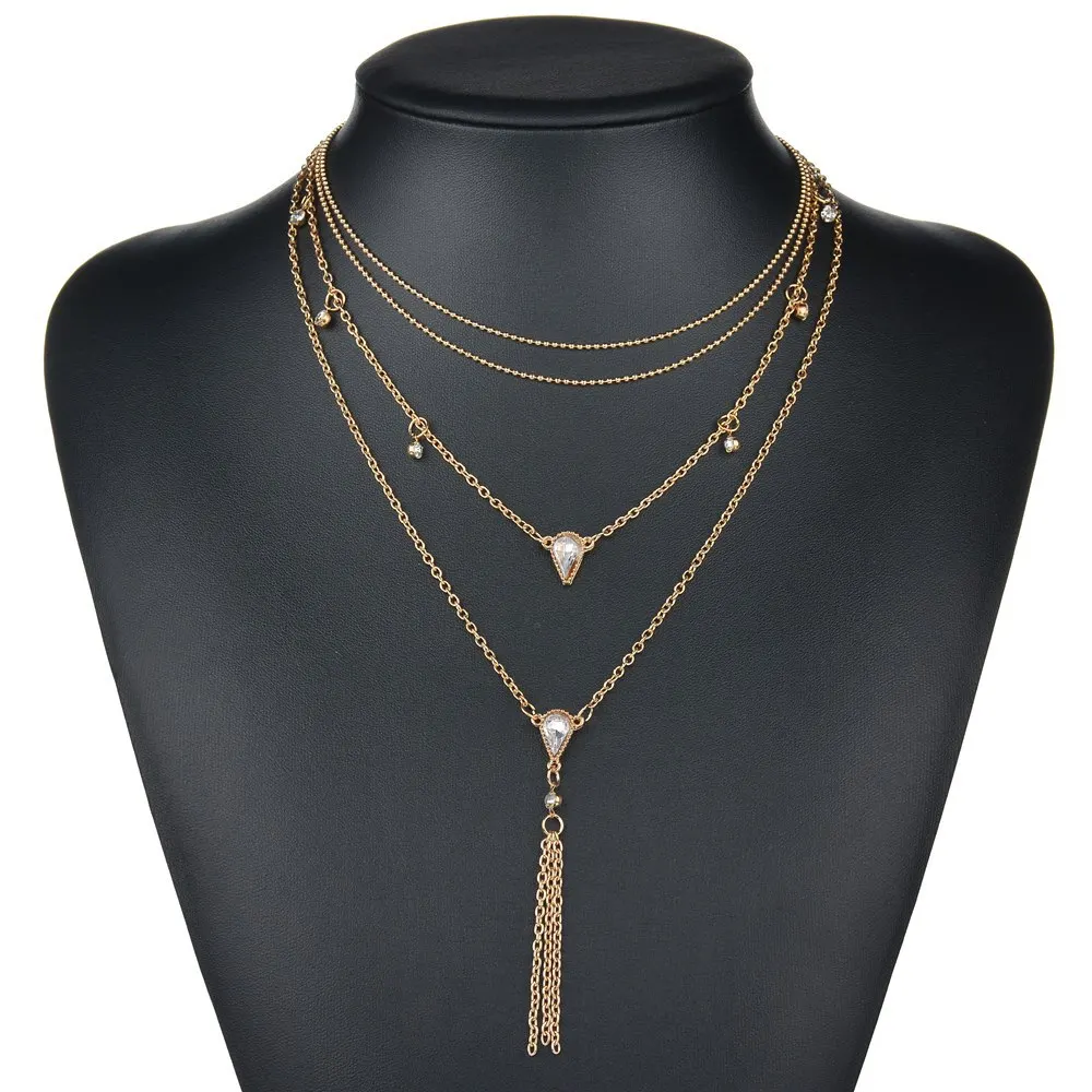 Лидер продаж ретро четыре слоя воды инкрустированные стразами геометрическое