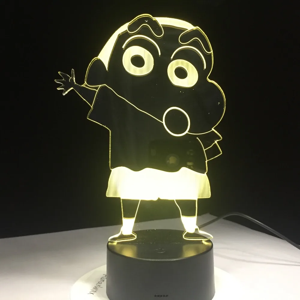 7 цветов Мультфильм Kureyo Crayon Shinchan 3D светодиодный Ночник светильник USB детский