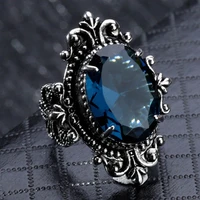 fashion goose egg shaped sea blue cz stone ring crystal ring for women wedding engagement party ring jewelry gift