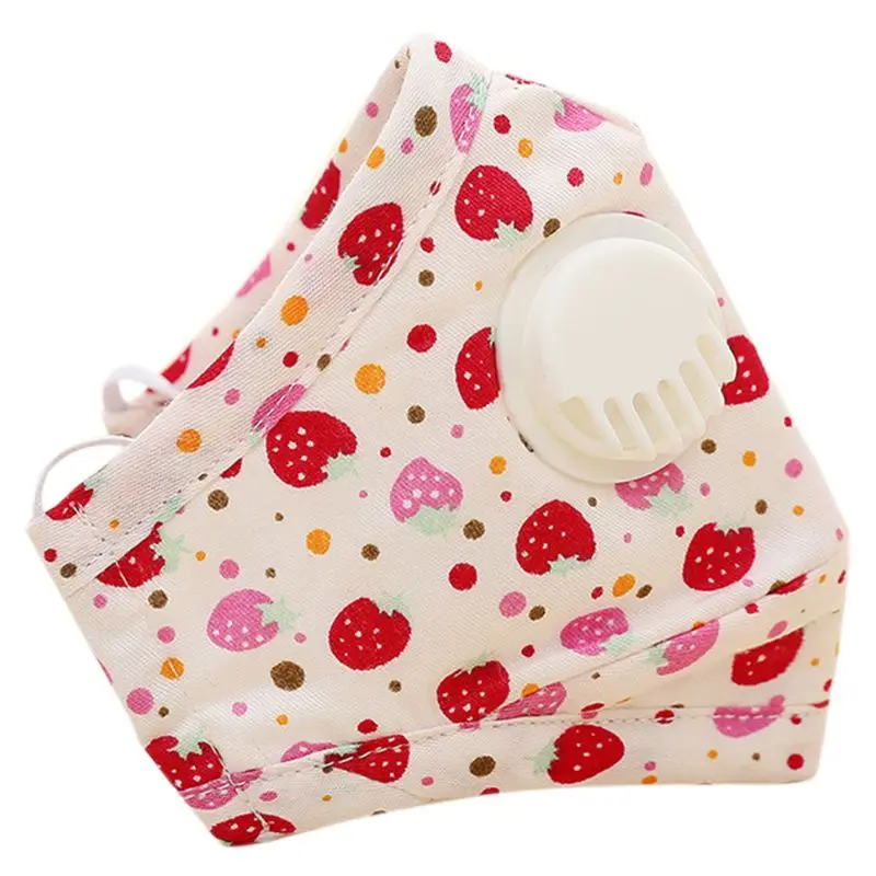 A Winter Children Kids Dustproof Washable Cotton N95 Mouth Mask Cartoon Car Strawberry Printed Adjustable Respirator With Breath - Цвет: A