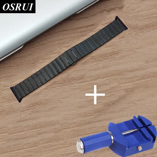 Black Ремешок для apple watch 4 band 44 мм 40 мм correa iwatch 42 мм 38 мм 3 2 браслет из нержавеющей стали pulseira аксессуары для apple watch - Цвет ремешка: Black