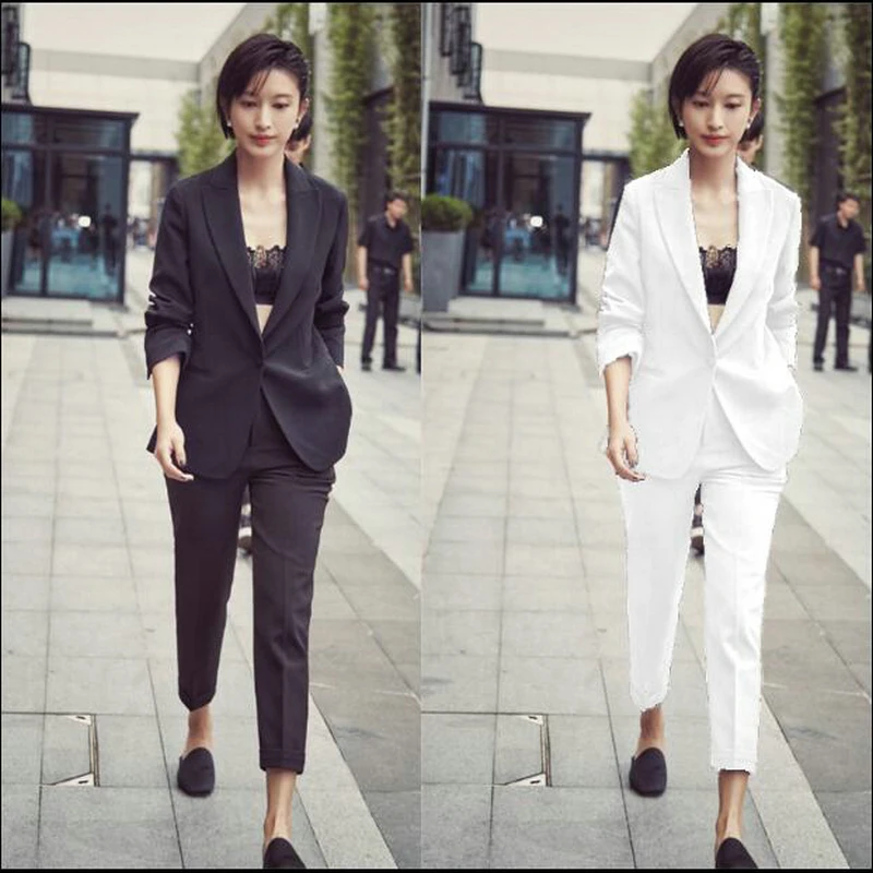 Женский деловой костюм из двух предметов с штанами|Брючные костюмы| |