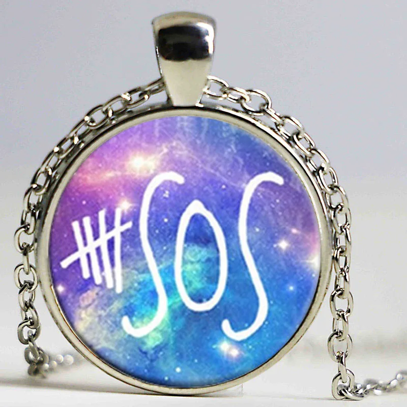 Стимпанк Поп Рок Группа Ожерелье Лето ювелирные изделия 5SOS держатель стекло