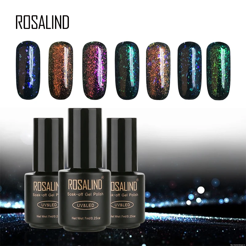 Rosalind гель 1S Блестящий galaxy гель для ногтей 7 мл Праймер стойкий лак для ногтей замачиваемый УФ светодиодный лак высокого качества гель-лаки