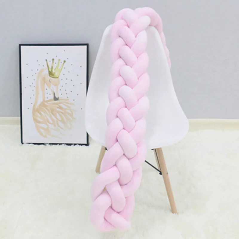 Pink 4 braids Смешанные цвета детская кроватка чистый ткачество плюшевая детская защита для кроватки для новорожденных детская кровать бампер украшение в детскую комнату 4 или 3 косички 200 см - Цвет: Pink 4 braids