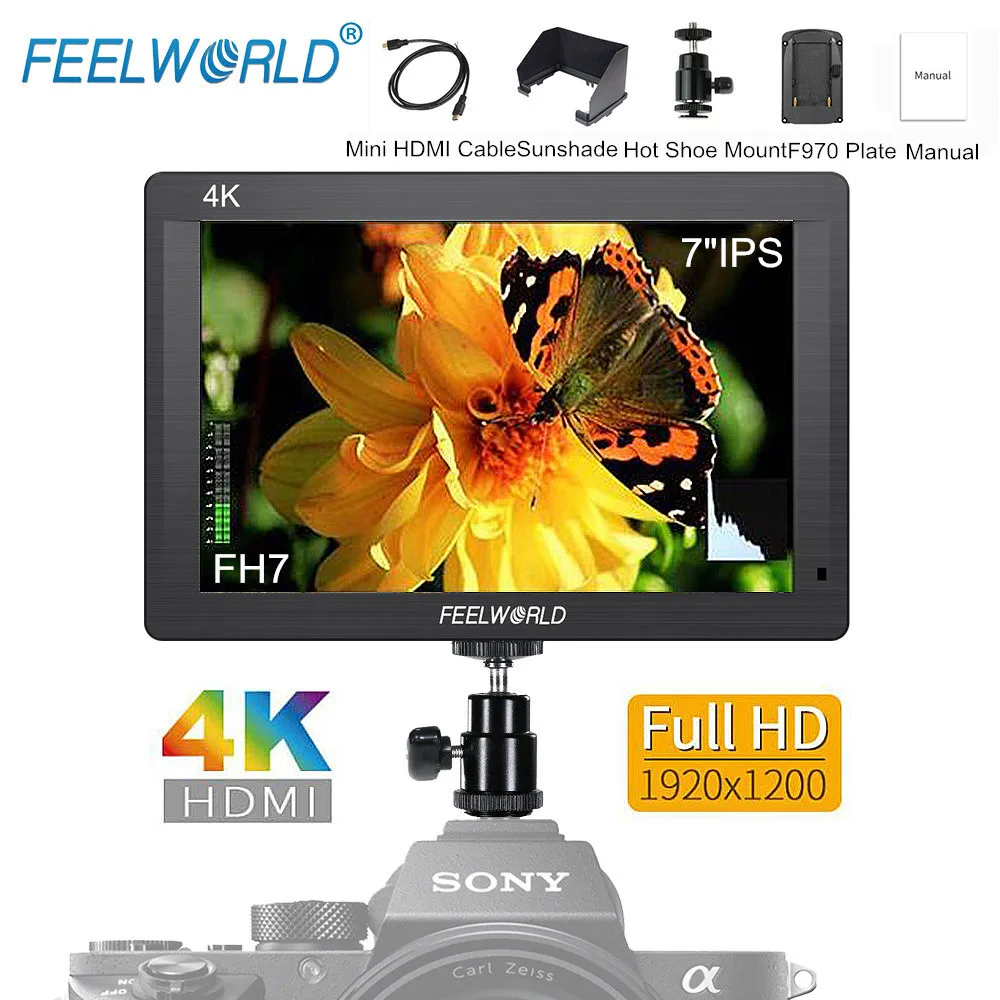 Günstig Feelworld FH7 7 Zoll IPS 4 K HDMI DSLR Kamera Feld Monitor Full HD 1920x1200 LCD Externe Display Für Canon Sony Nikon Kameras
