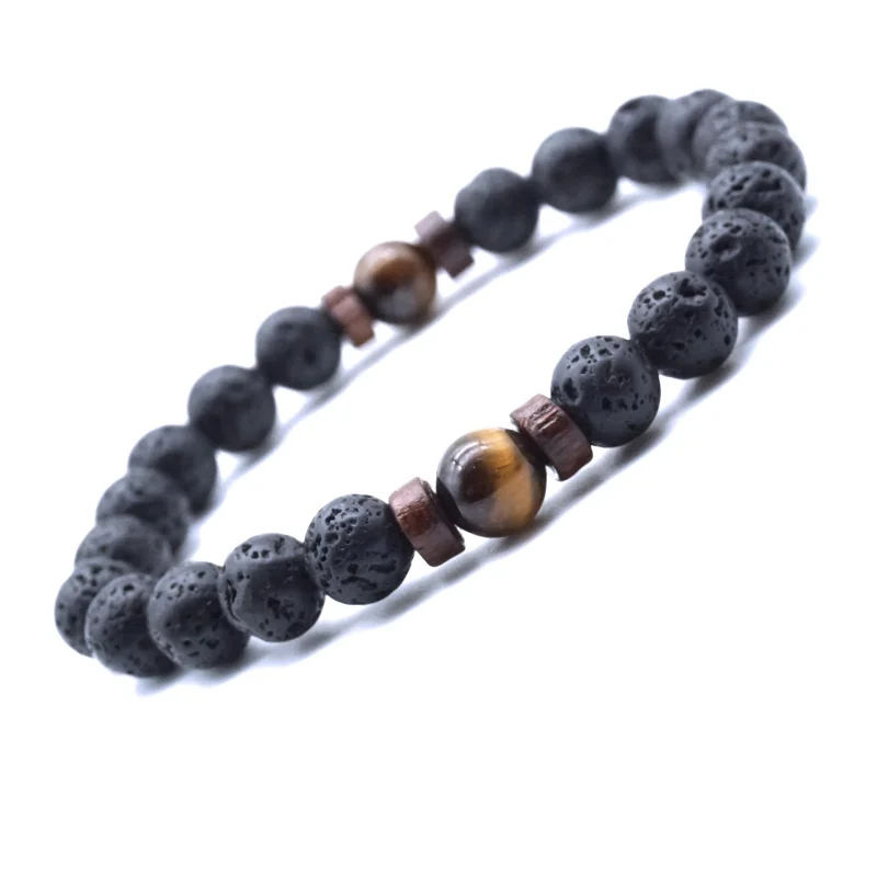 Деревянные чакры 5 цветов 8 мм черные зеркальные бусины диффузор эфирного масла