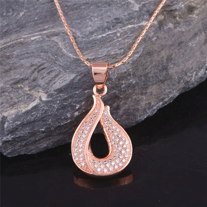 Комплект из колье и серёг с кристаллами цвета розового золота|ladies jewellery sets|jewellery
